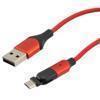 Picture of 180 degrees Rotating Head Red Nylon Braided Cable, USB 2.0 A Male to Micro Male, 5 Volt, 2.4 Amp, 2 Meter