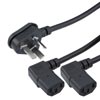 Picture of GB2099 Type I Downward Angle to Dual Right Angle C13 International Splitter Power Cord - 10 Amp - 2M