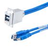 Picture of USB 3.0 Double Stack Adapter Cable, ECF Flange Panel Mount, 2x A Type Female To 2x A Type Male, Chrome Plated Shielded ABS Housing, 0.3meter