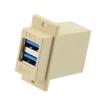 Picture of USB 3.0 Double Stack Adapter Coupler, ECF Flange Type 4 Panel Mount Style, Two A Type Female Jack to Two A Type Female Jack, , Ivory