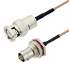 Picture of BNC Male to BNC Female Bulkhead Cable Assembly using RG178 Coax, 2 FT