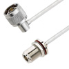 Picture of N Male Right Angle to N Female Bulkhead Cable Assembly using LC141TB Coax, 1 FT