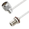 Picture of N Male Right Angle to N Female Bulkhead Cable Assembly using LC141TB Coax, 6 FT