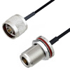 Picture of N Male to N Female Bulkhead Cable Assembly using LC085TBJ Coax, 1 FT