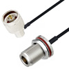 Picture of N Male Right Angle to N Female Bulkhead Cable Assembly using LC085TBJ Coax, 1 FT