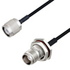 Picture of TNC Male to TNC Female Bulkhead Cable Assembly using LC085TBJ Coax, 1 FT