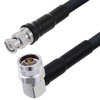 Picture of Low Loss BNC Male to N Male Right Angle Cable Assembly using LMR-400 Coax, 2 FT with Times Microwave Components