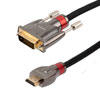 Picture of HDMI 2.0 to DVI, M/M, Silver Zinc Alloy Shell with Gold Plated Connector, black nylon braid cable, 1080P @ 60 Hz, 3FT