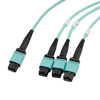 Picture of MPO24 no pins to 3xMPO8 no pins, OM4 50/125um Multimode, LSZH Jacket, Aqua, 10 meter