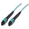 Picture of MPO no pins to MPO no pins, 8 fiber,Type A,OM3 50/125um Multimode, LSZH Jacket, Aqua, 10 meter