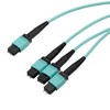 Picture of MPO24 w/ pins to 3xMPO8 w/ pins, OM3 50/125um Multimode, LSZH Jacket, Aqua, 1 meter