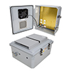 Picture of 14x12x06 Polycarb Weatherproof NEMA 3R Enclosure, 120VAC Mnt Plate Mechanical Thermostat Fan Drk Gry