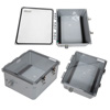 Picture of 14x12x06 Polycarbonate Weatherproof Outdoor NEMA 4X Enclosure, DIN Rail Mount Clear Lid DKGY