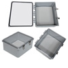 Picture of 14x12x06 UL® Listed Polycarbonate Weatherproof NEMA 4X Enclosure w/Non-Metallic Mount Plate, Clear Lid DKGY