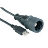 Picture of Sealed USB Cables - Single Ended, IP rated B type USB to standard A type USB, 2m