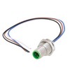 Picture of M12 4 Pin A Code Male Receptacle, IP67 Rated, Front Mounting Style with 0.2m Leads
