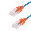 Picture of Category 6a 10gig Slim Ethernet Patch Cable, UTP 30AWG, RJ45 Male Plug, CM PVC, Blue, 1 Foot Length, 5 Pack