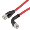 Picture of Ethernet 6a 10gig Right-Angle Patch Cable, F/UTP Shielded, 26AWG, RJ45 Straight to Up, LSZH, Red, 5 FT