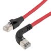 Picture of Ethernet 6a 10gig Right-Angle Patch Cable, F/UTP Shielded, 26AWG, RJ45 Straight to Right, LSZH, Red, 5 FT