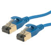 Picture of Category 7 10gig Slim Ethernet Cable Assembly, RJ45 Male/Plug, U/FTP Shielded Pairs, 32AWG Stranded, CM PVC Jacket, Blue, 0.5FT