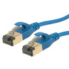 Picture of Category 7 10gig Slim Ethernet Cable Assembly, RJ45 Male/Plug, U/FTP Shielded Pairs, 32AWG Stranded, CM PVC Jacket, Blue, 10FT