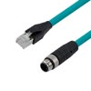 Picture of Category 5e M12 IP68 4 Position D code Double Shielded SF/UTP Industrial Outdoor High Flex Cable, M12 M to RJ45 M, CMX TPE, TEAL, 0.5m