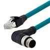 Picture of Category 5e M12 4 Position D code Double Shielded Industrial Cable, Right Angle M12 M / RJ45, 15.0m