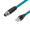Picture of Category 6a 10g M12 IP67 8 Position X code Double Shielded SF/UTP Industrial Outdoor High Flex Cable, M12 M to RJ45 M, CMX TPE, TEAL, 0.5m