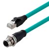 Picture of Category 6a 10g M12 IP67 8 Position X code Double Shielded SF/UTP Industrial Outdoor High Flex Cable, M12 PMF to RJ45 M, CMX TPE, TEAL, 15m