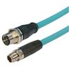 Picture of Category 6a M12 8 Position X code SF/UTP Industrial Cable, M12 M / M12 F Panel Mount, 0.5m