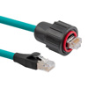 Picture of Category 6a Cable, IP67 RJ45 to RJ45, SF/UTP Double Shielded 26AWG Stranded High Flex Industrial Outdoor CMX Rated FR-TPE, Teal, 0.5m