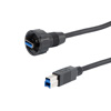 Picture of Waterproof USB 3.0 Cable Assembly, IP67 A Male to Standard B Male, 30/24AWG, PVC Jacket, Black, 1.5M
