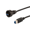 Picture of Waterproof USB 3.0 Cable Assembly, IP67 A Male to Standard B Male, 30/24AWG, PVC Jacket, Black, 1.0M