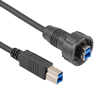 Picture of Waterproof USB 3.0 Cable Assembly, IP67 B Male Plug to Standard B Male Plug, 30/24AWG, PVC, Black, 1.0M