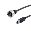 Picture of Waterproof USB 3.0 Cable Assembly, IP67 metal A Male to Standard B Male, 30/24AWG, PVC Jacket, Black, 1.5M