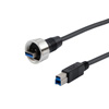 Picture of Waterproof USB 3.0 Cable Assembly, IP67 metal A Male to Standard B Male, 30/24AWG, PVC Jacket, Black, 1.0M