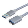 Picture of USB 3.0 A male to A female cable, Aluminum shell with grey cotton braid. 10 Ft