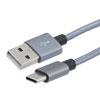 Picture of USB 2.0 C male to A male cable Aluminum shell with grey cotton braid. 1 Ft